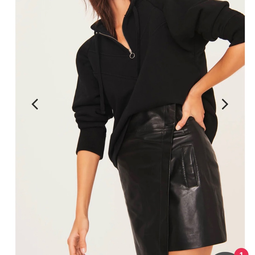 ba&sh Black Leather Wrap Mini Skirt